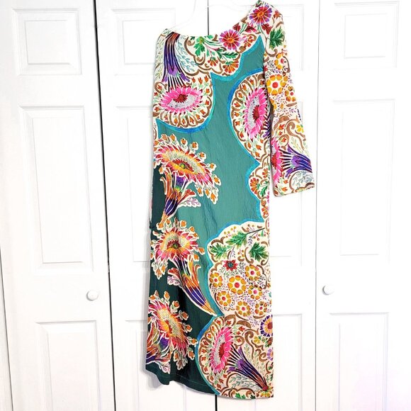 Anthropologie One Shoulder Bird Floral Print Midi Maxi Dress - Picture 5 of 9